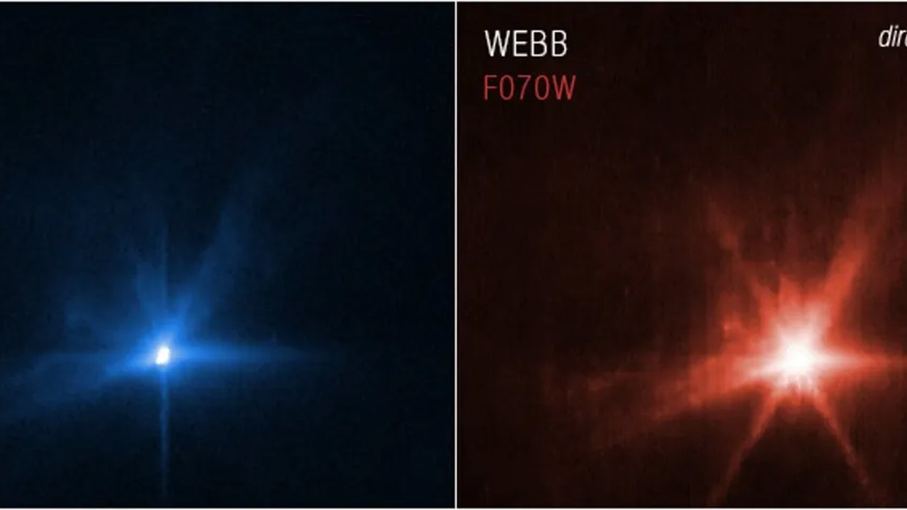 Hubble ve James Webb, DART görevi kapsamında gerçekleşen asteroide çarpış anını ayrı ayrı böyle görüntüledi