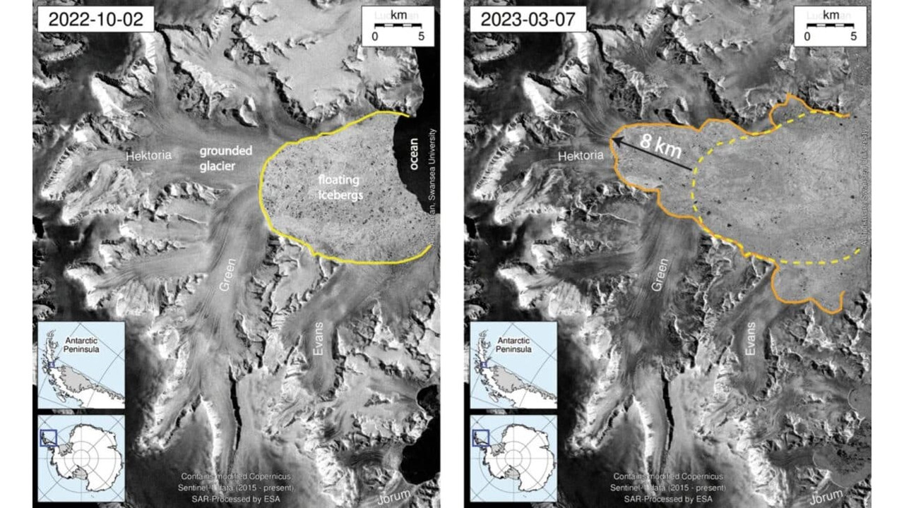 Antarktika'da 2 ayda şoke eden hız: Hektoria buzulu 8 kilometre eridi