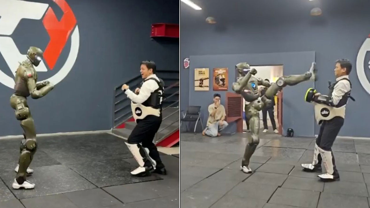 T800 robot CEO’yu tekmeyle yere serdi, inanmayanlar için kamera arkası yayınlandı