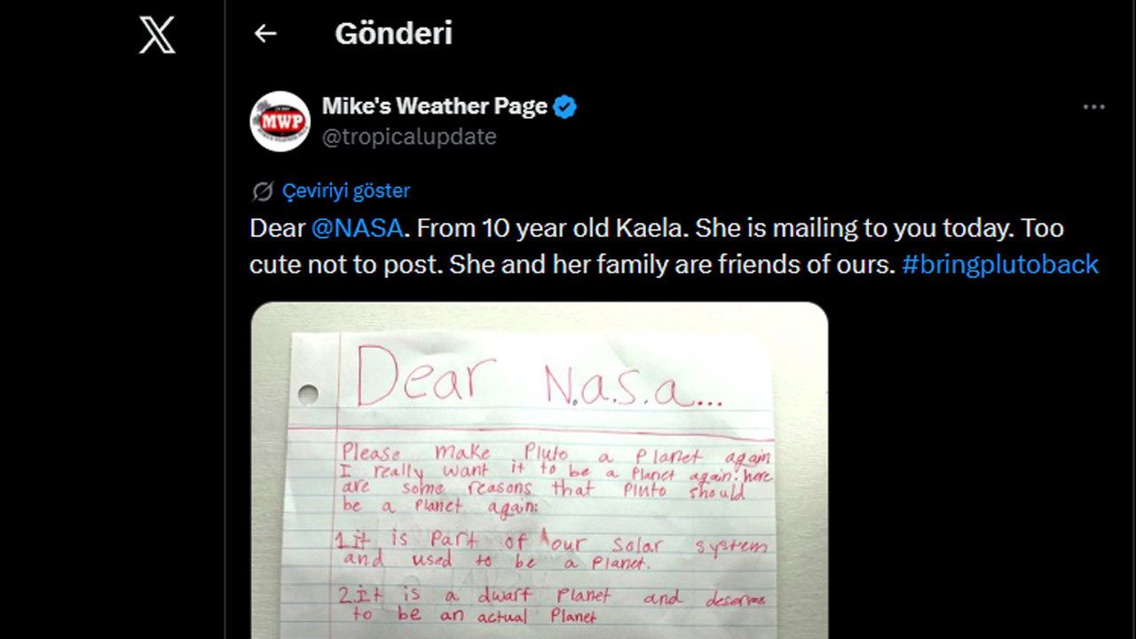 NASA, 10 yaşındaki kızın Plüton talebine bakın nasıl yanıt verdi